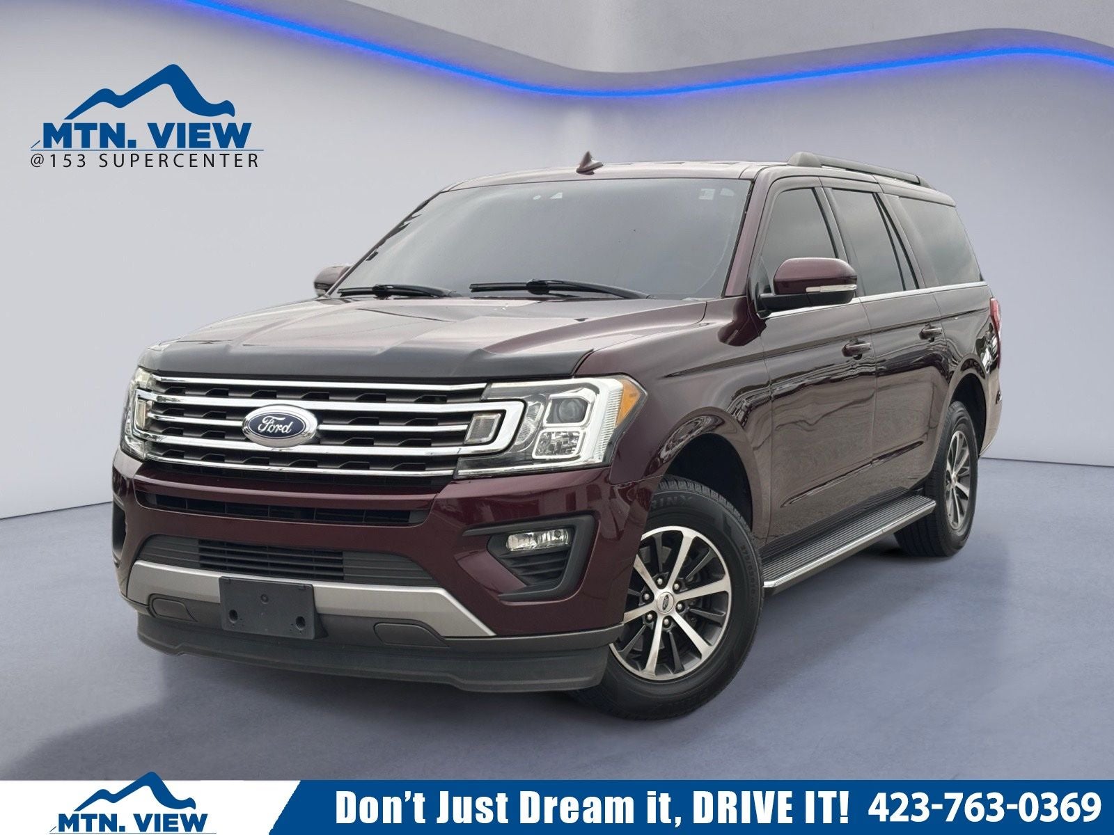 2020 Ford Expedition Max XLT in Burgundy — front three-quarter view
