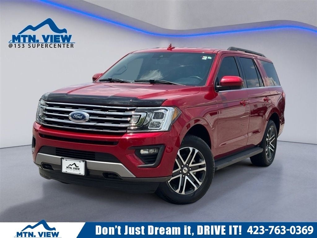 2021 Ford Expedition XLT in Red Metallic — front three-quarter view