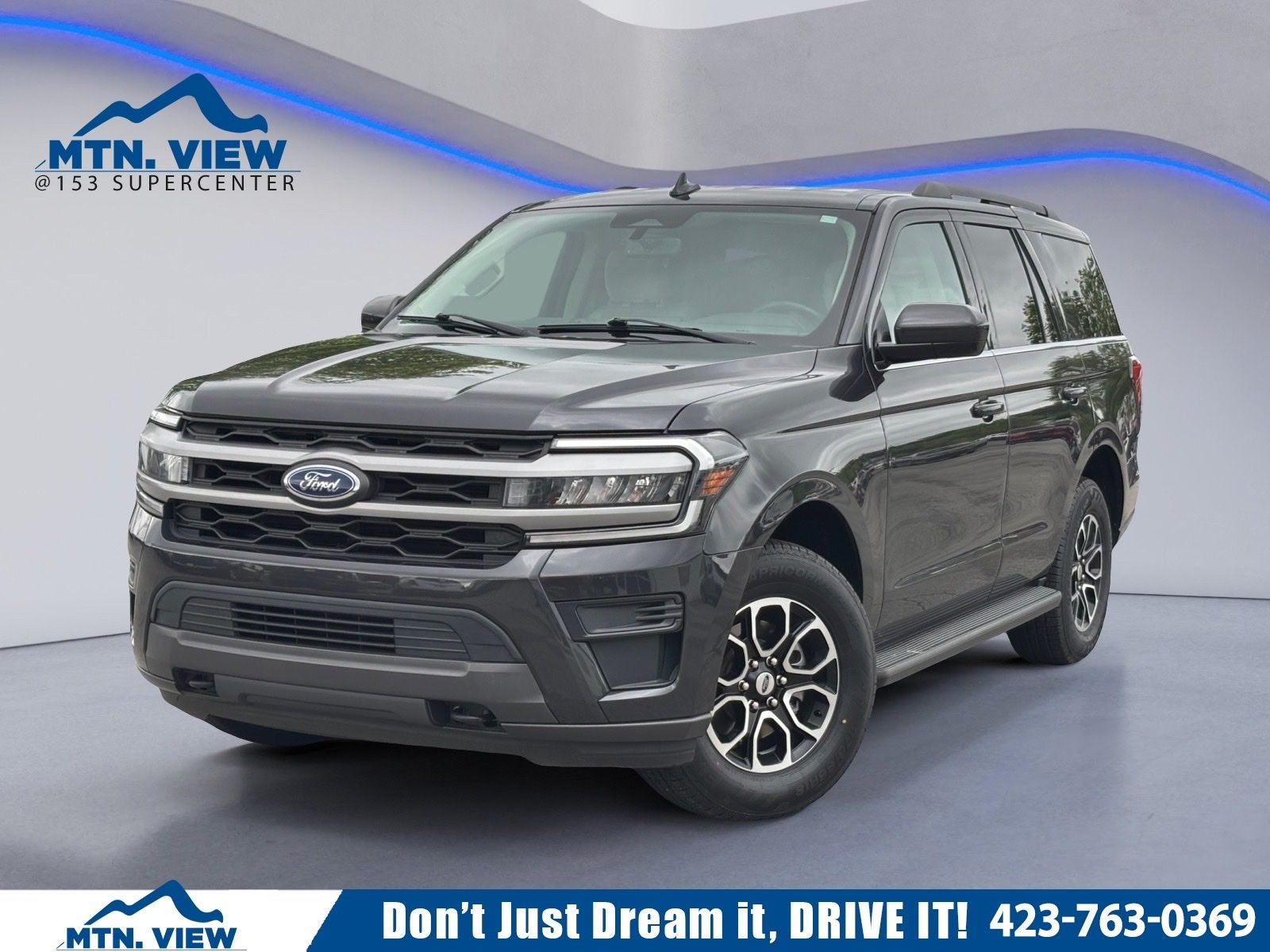 2022 Ford Expedition XLT in Dark Matter Metallic — front three-quarter view