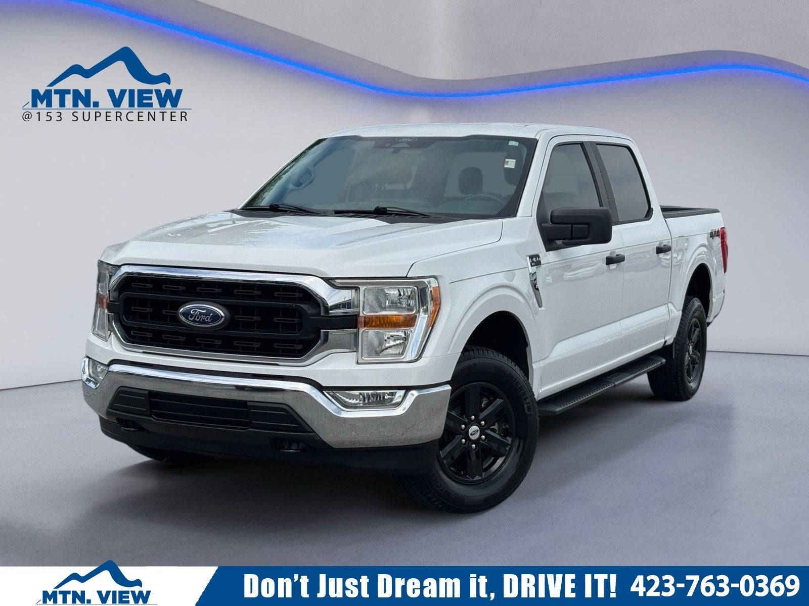 2021 Ford F-150 XLT in Oxford White — front three-quarter view