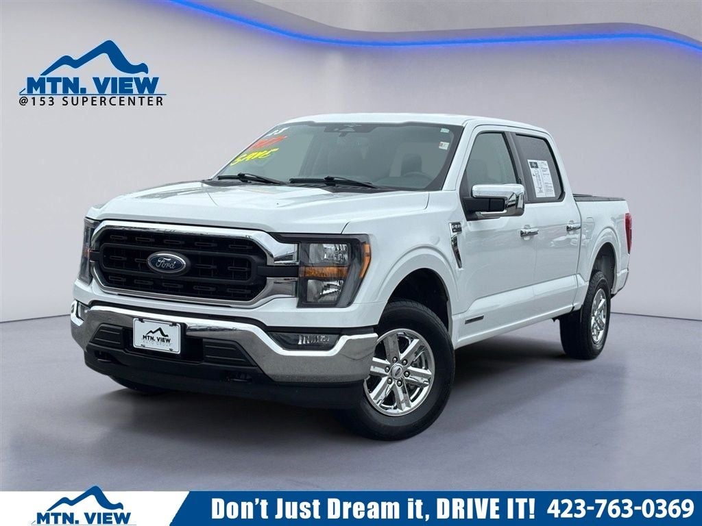 2023 Ford F-150 XLT in Oxford White — front three-quarter view