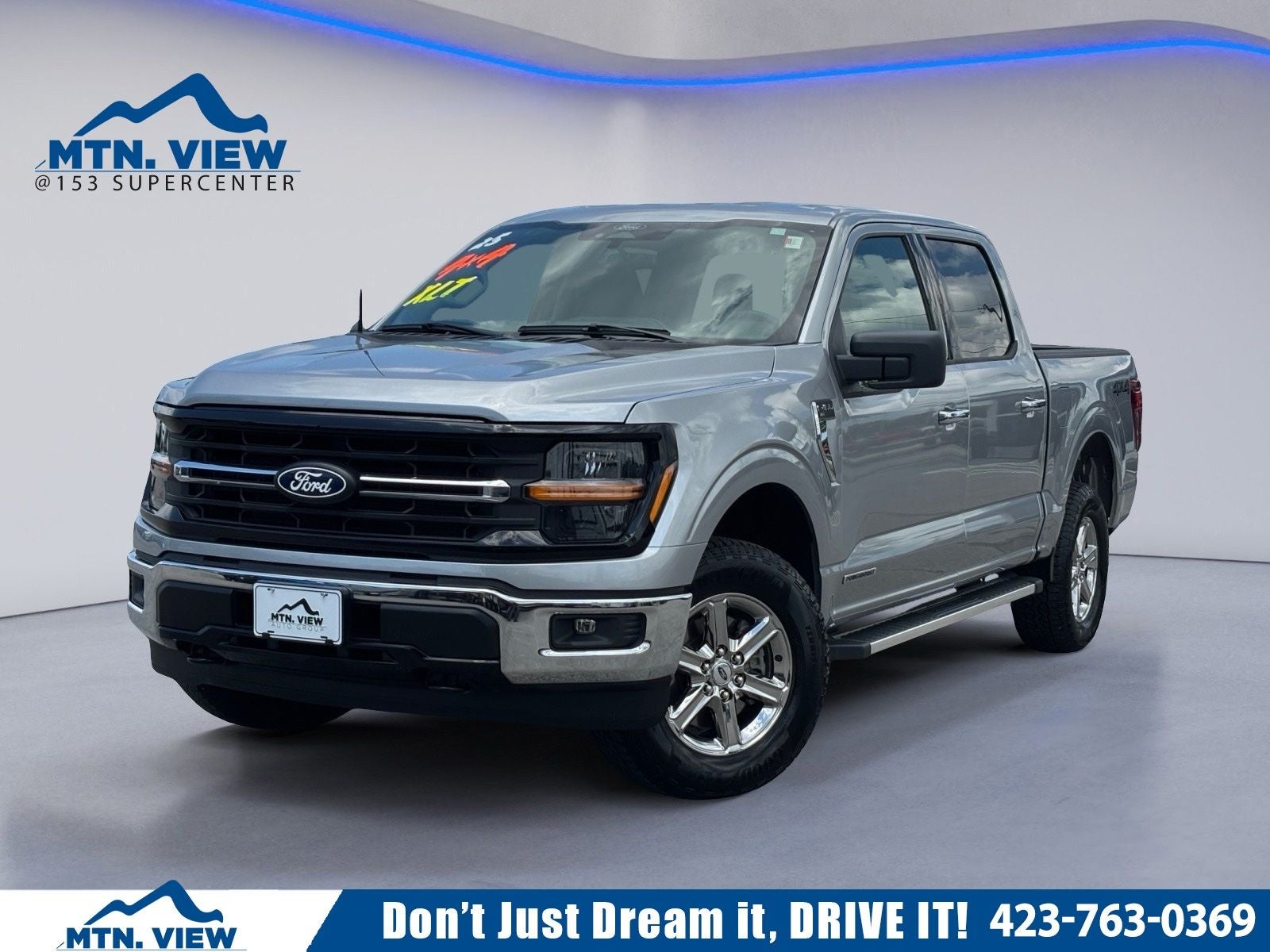 2025 Ford F-150 XLT in Silver Metallic — front three-quarter view
