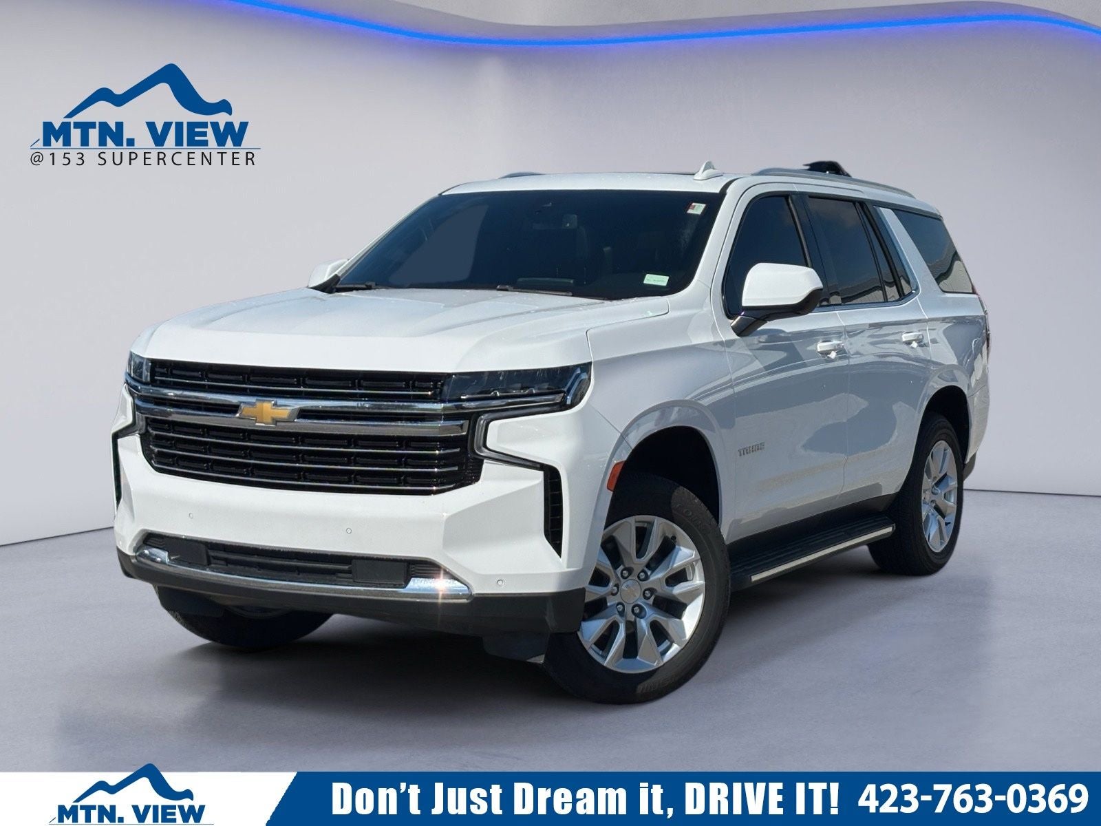 2022 Chevrolet Tahoe LT in Summit White — front three-quarter view