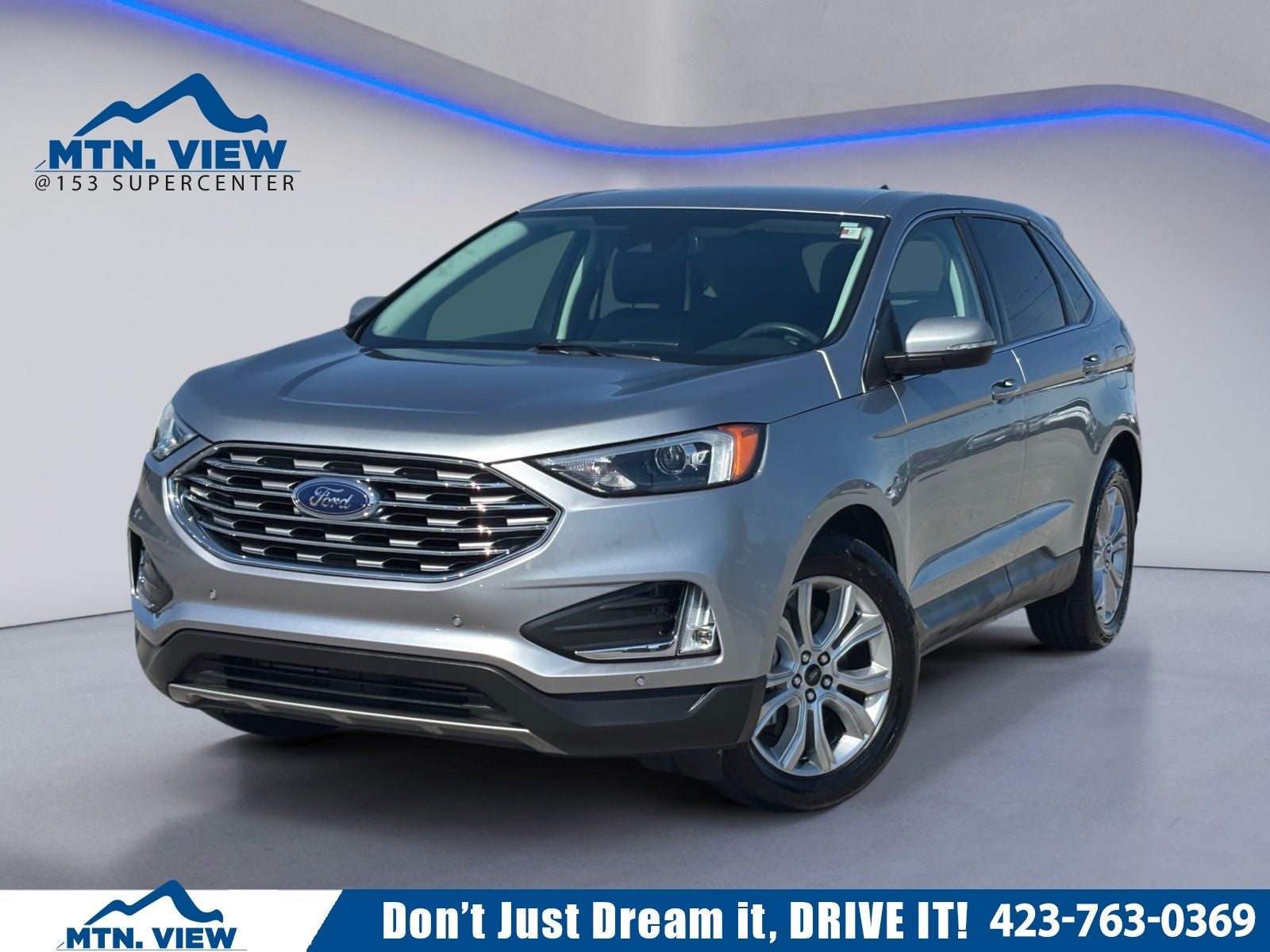 2023 Ford Edge Titanium in Silver Metallic — front three-quarter view