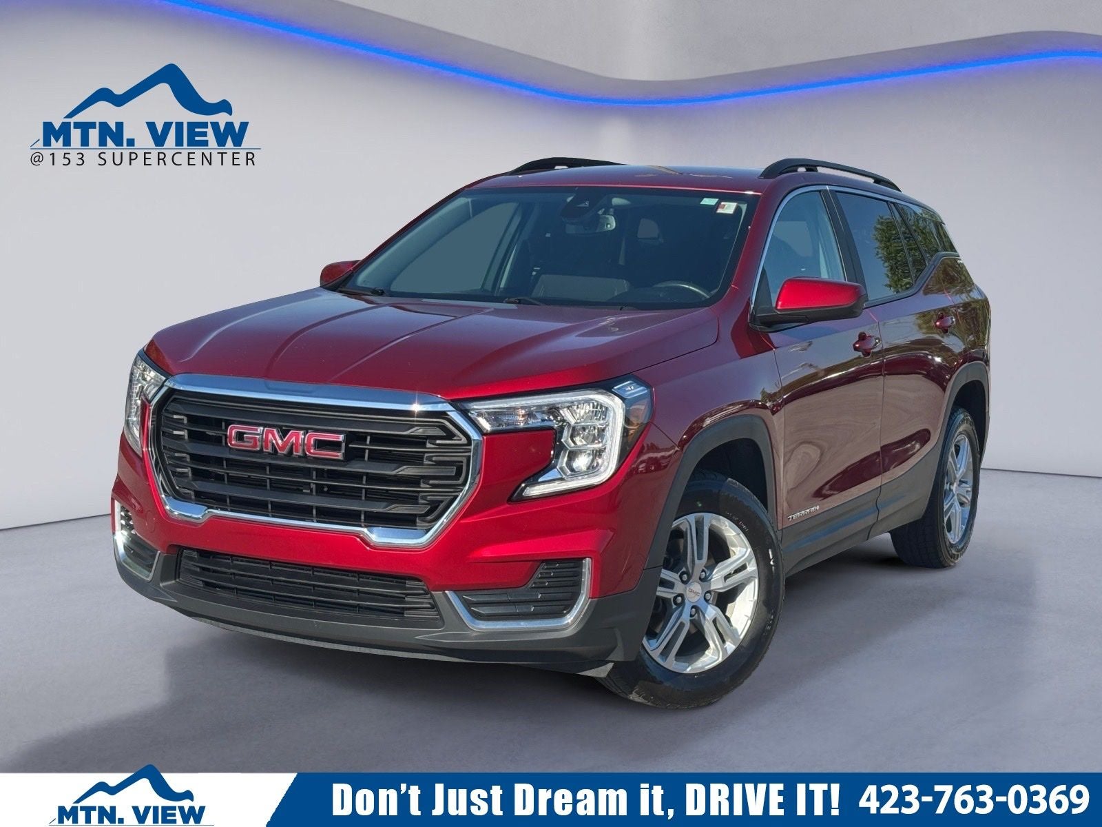 2023 GMC Terrain SLE in Volcanic Red Tintcoat — front three-quarter view