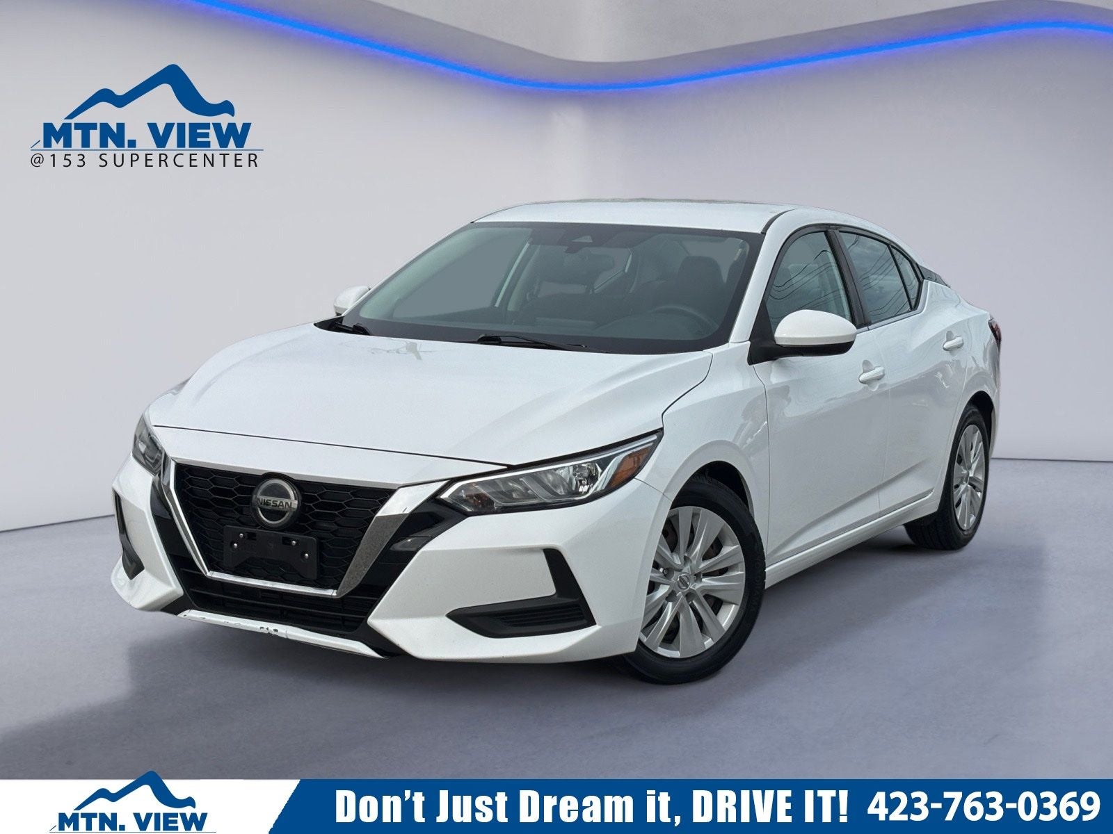 2021 Nissan Sentra S in Fresh Powder — front three-quarter view