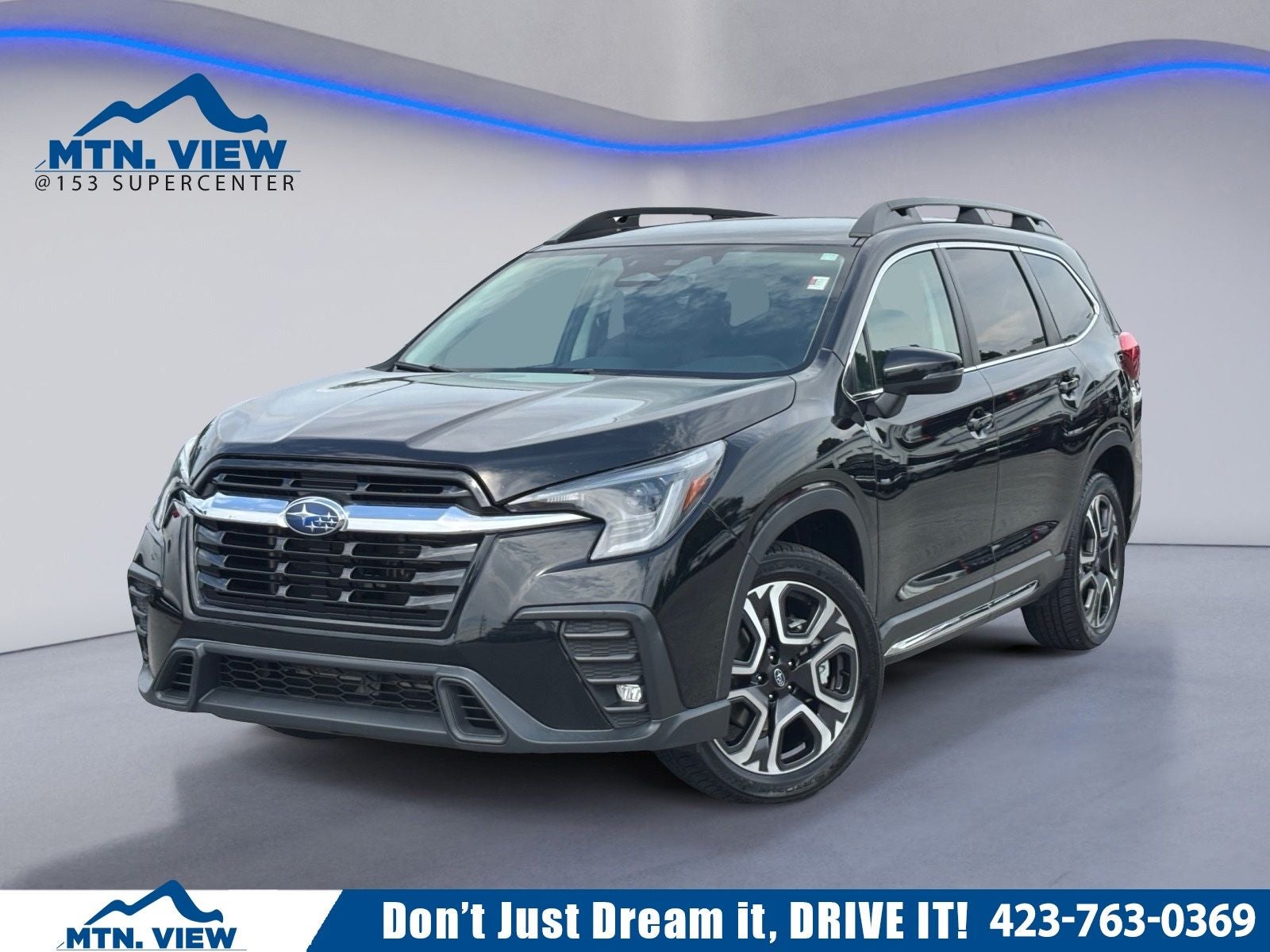 2023 Subaru Ascent Limited in Crystal Black Silica — front three-quarter view