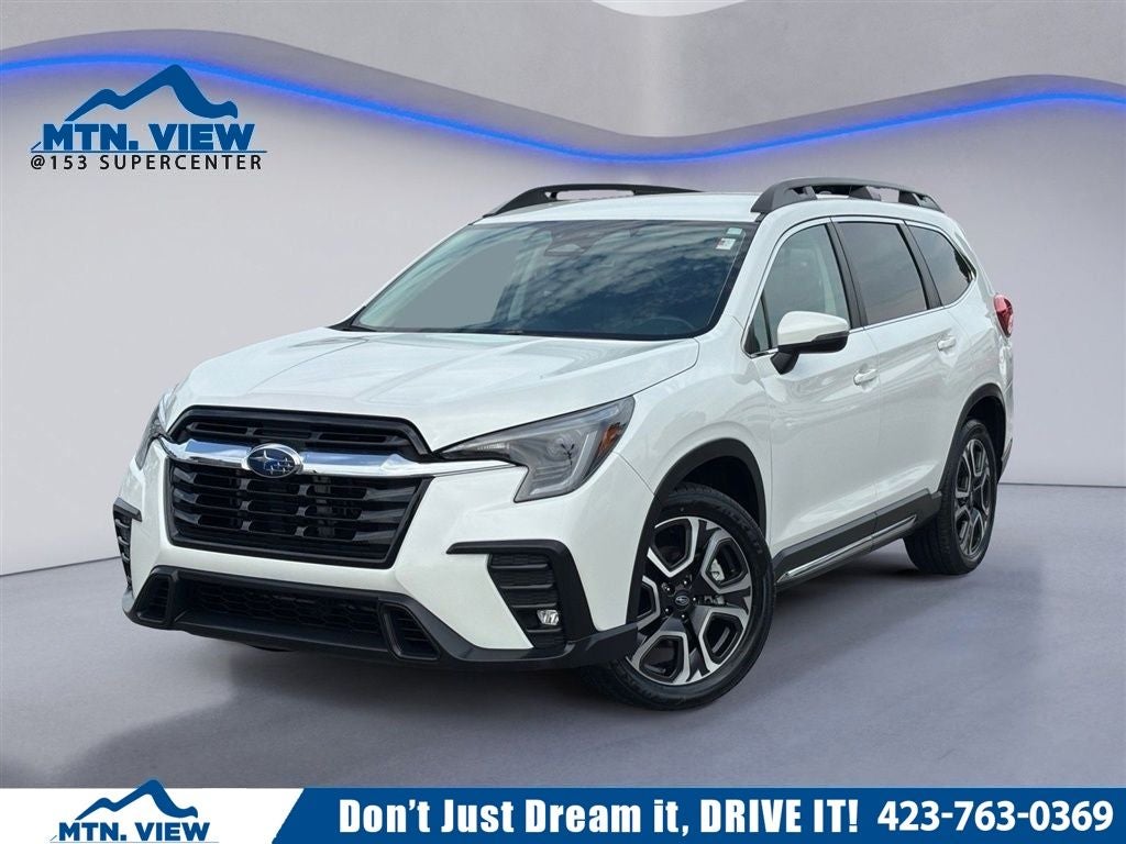2023 Subaru Ascent Limited in Crystal White Pearl — front three-quarter view