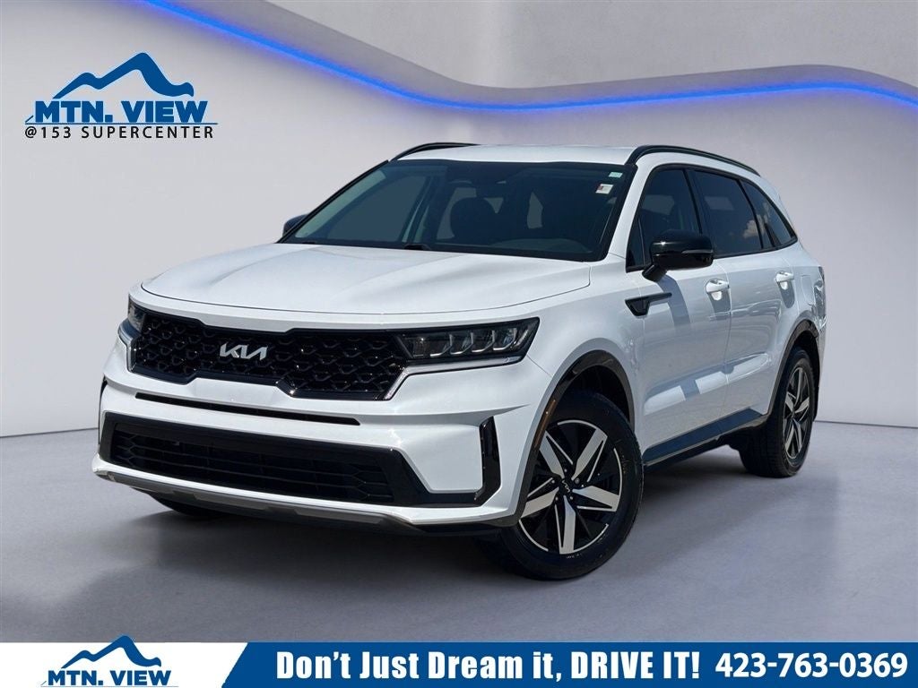 2023 Kia Sorento S in Glacial White Pearl — front three-quarter view