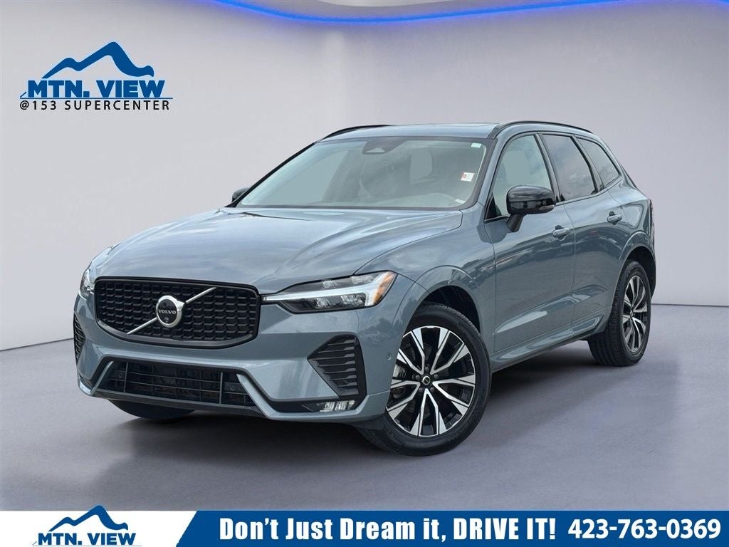 2024 Volvo XC60 B5 Plus Dark Theme in Silver — front three-quarter view